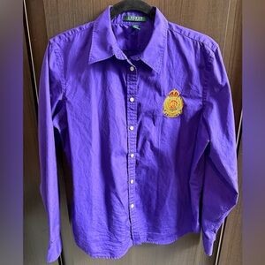 Ralph Lauren Purple Button Down Shirt with Embroidered Crest